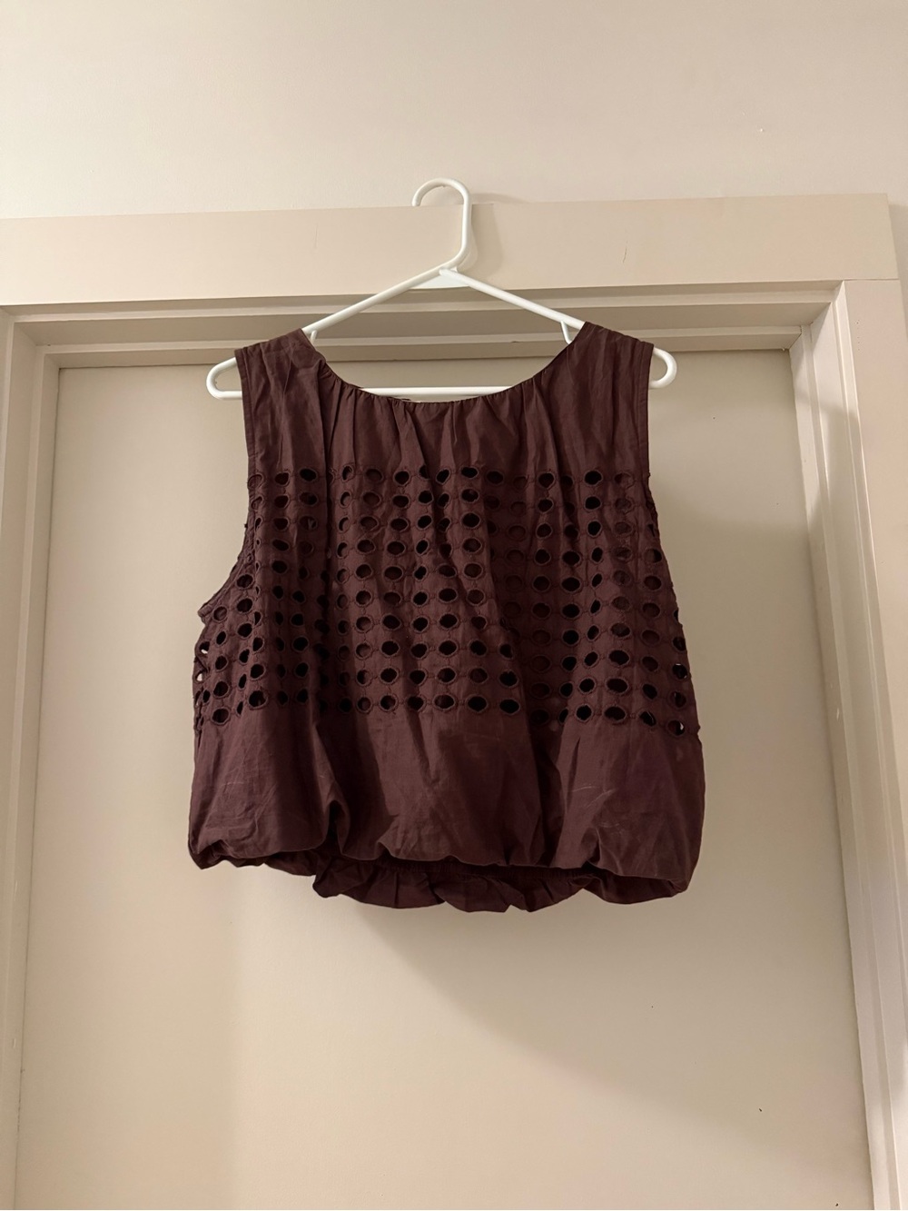 Jennifer & Grace Sleeveless Eyelet Bubble Hem Top